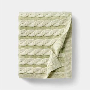 Studio McGee Green & Cream 50"x60" Twisted Cable Throw Blanket